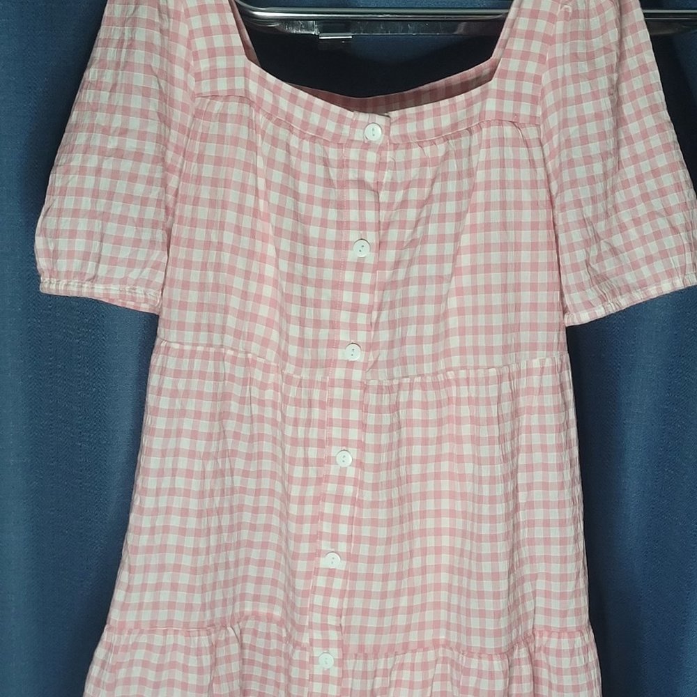 Pink and white Button up Dress